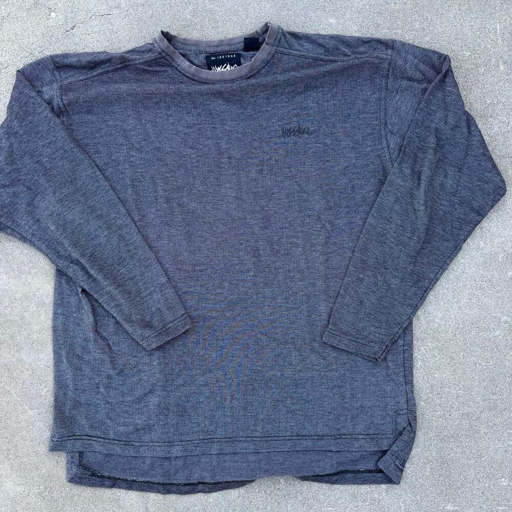 Massimo Long Sleeve Shirt Textured Pullover‎ 90s Vintage Mens XL Gray Streetwear
